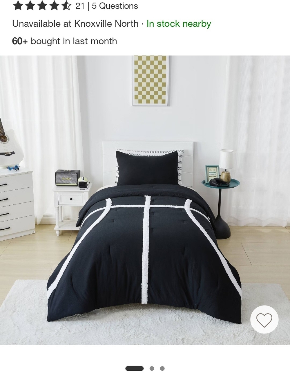 Black and White Stripe Pattern Twin Comforter Set - Modern Bedding